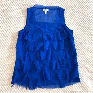 Royal Blue LOFT S Sleeveless top with Ruffles